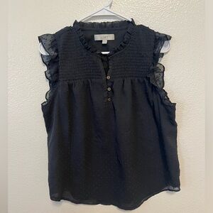 LOFT | Sleeveless Clip Dot Blouse | Gray | Medium